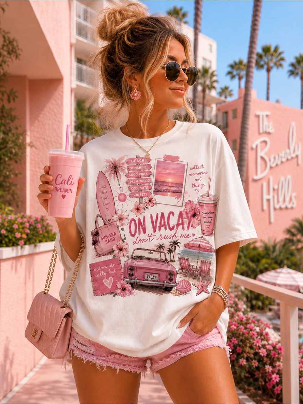 On Vacay Pink Graphic Tee S-5x